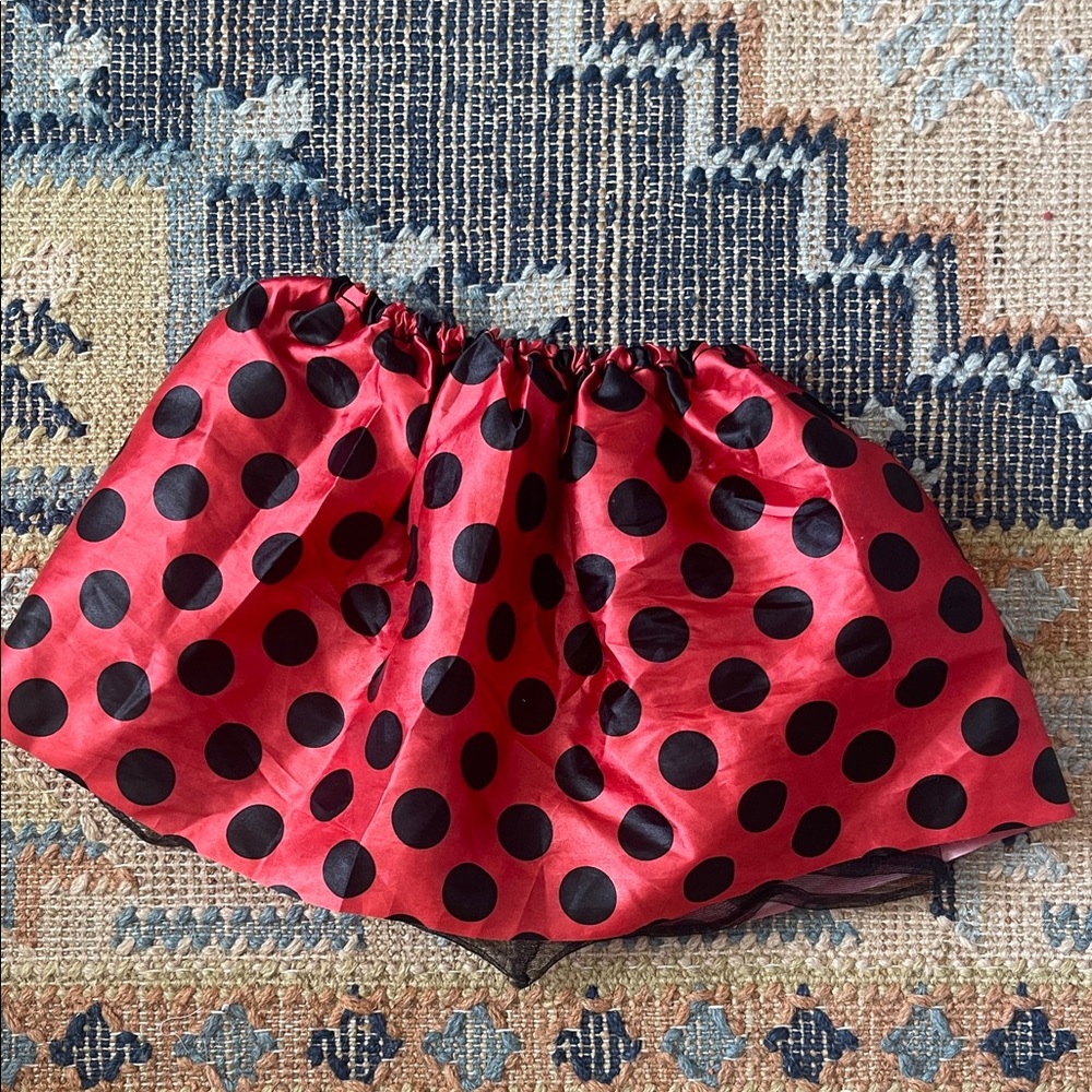 Red Satin Polka Dot Mini Skirt